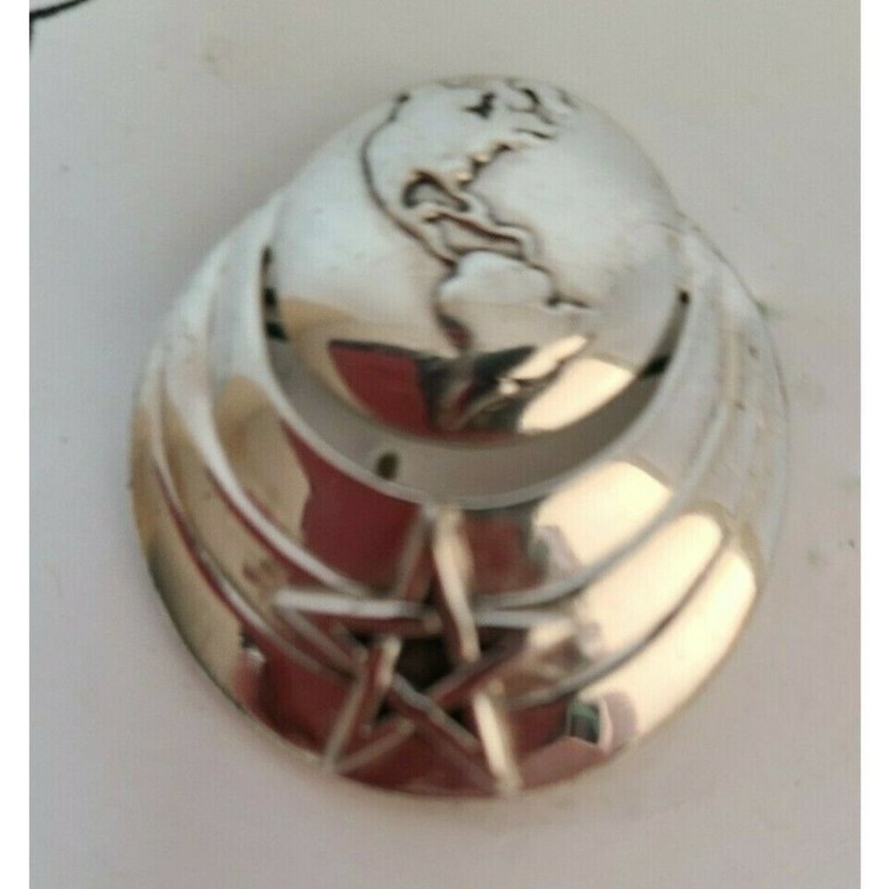 NEW‎ Sterling Sliver Oval Shape Pendant Star Print